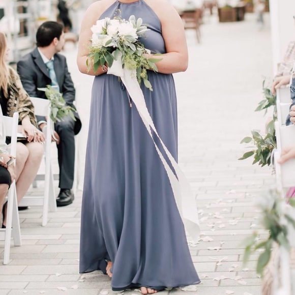 LULUS blue Chaffon bridesmaid dress - Picture 5 of 6